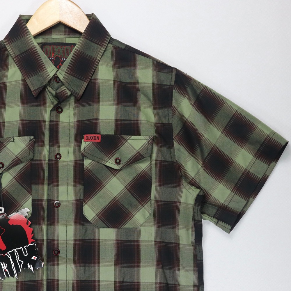 Dixxon Flannel Co Springwood Slasher Bamboo Short Sleeve Shirt Mens S Green NWT